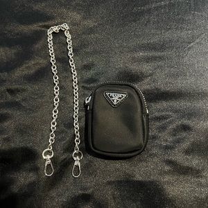 Authentic Prada pouch with chain